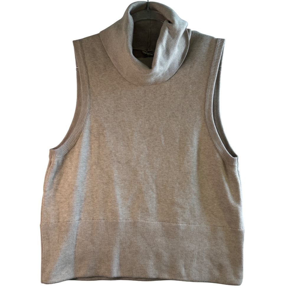 Pilcro Anthropologie Turtleneck Sweater Vest Tank‎ Top Beige Tan XL Womens